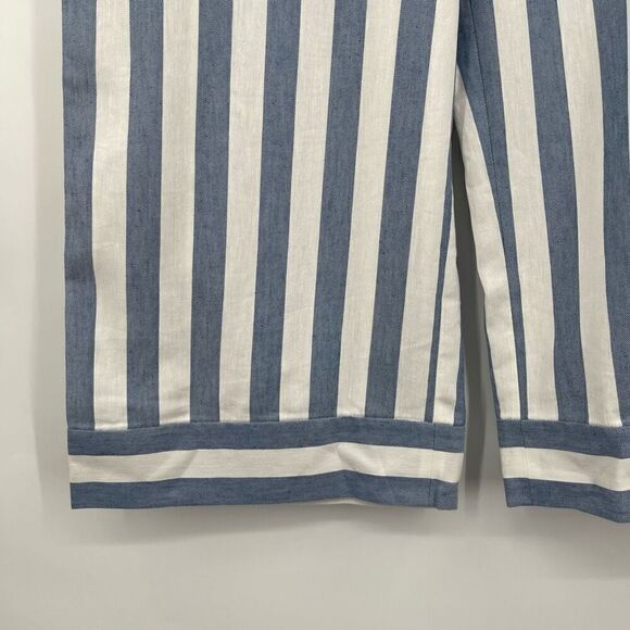 Club Monaco Blue White Stripes Amelee Crop Wide Leg Pants Size 10 NWT - Picture 4 of 8